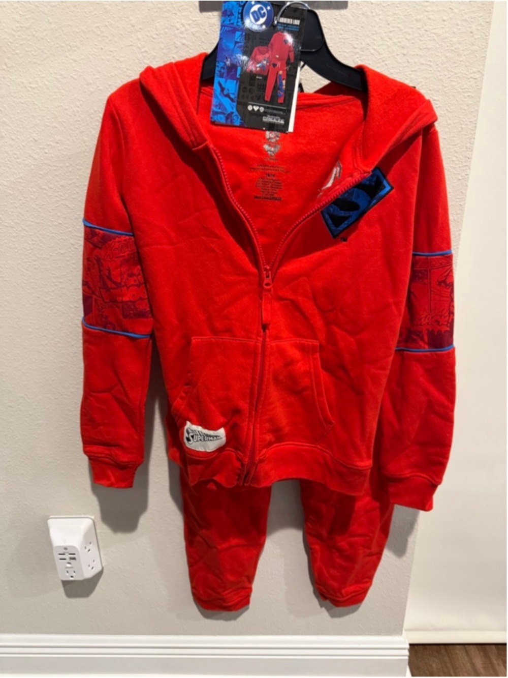Freeze Superman Matching Set Size 14 Red Blue Hoodie & Joggers NWT
